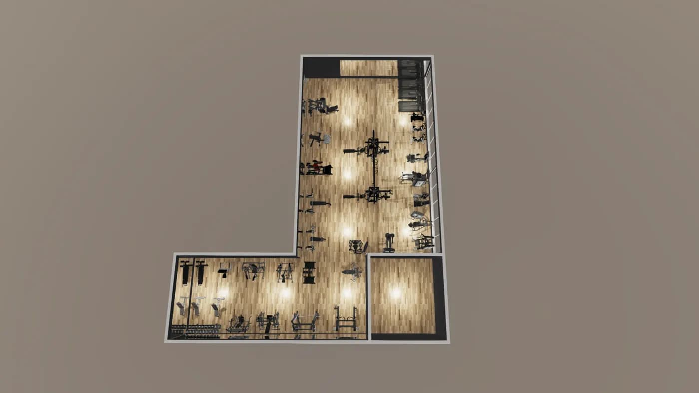 Alfred gym layout render, view 1 of 4