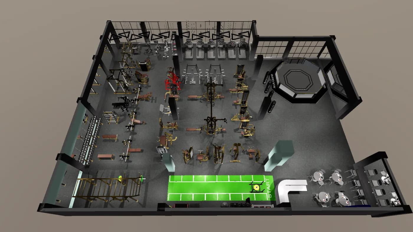Elluna Gym gym layout render, view 2 of 4
