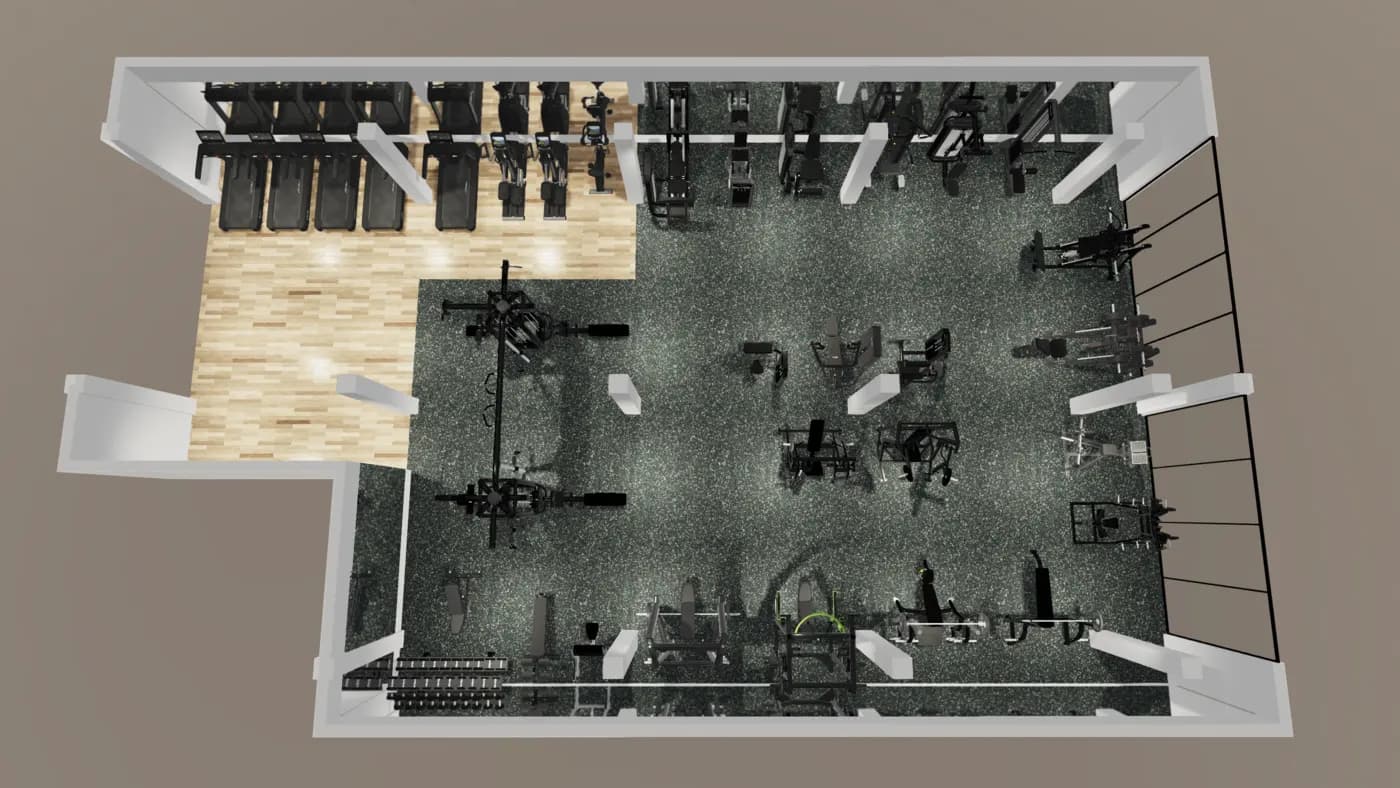 Hotel Misliana gym layout render, view 3 of 4