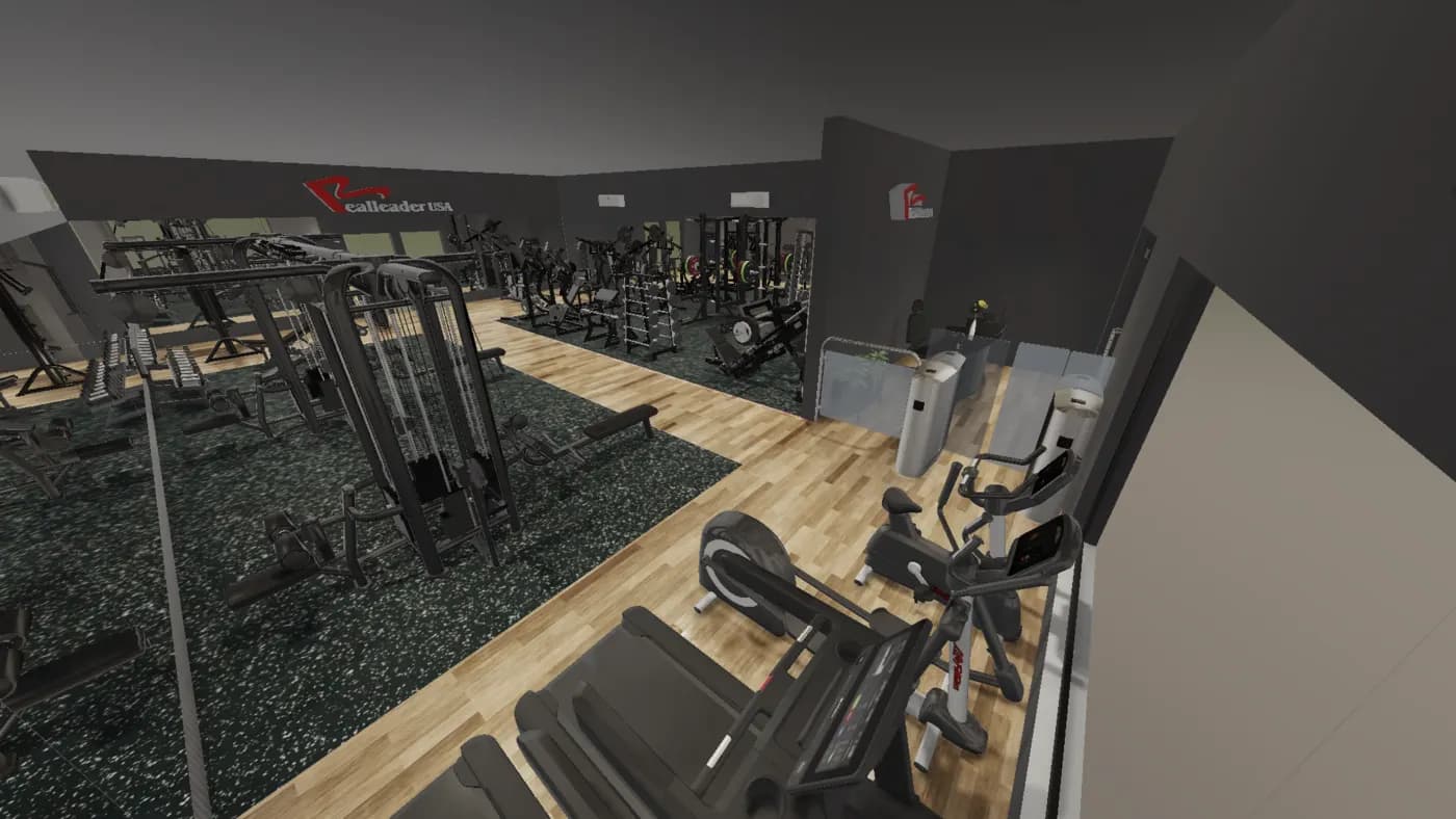 150 m² Package gym layout render, view 3 of 4