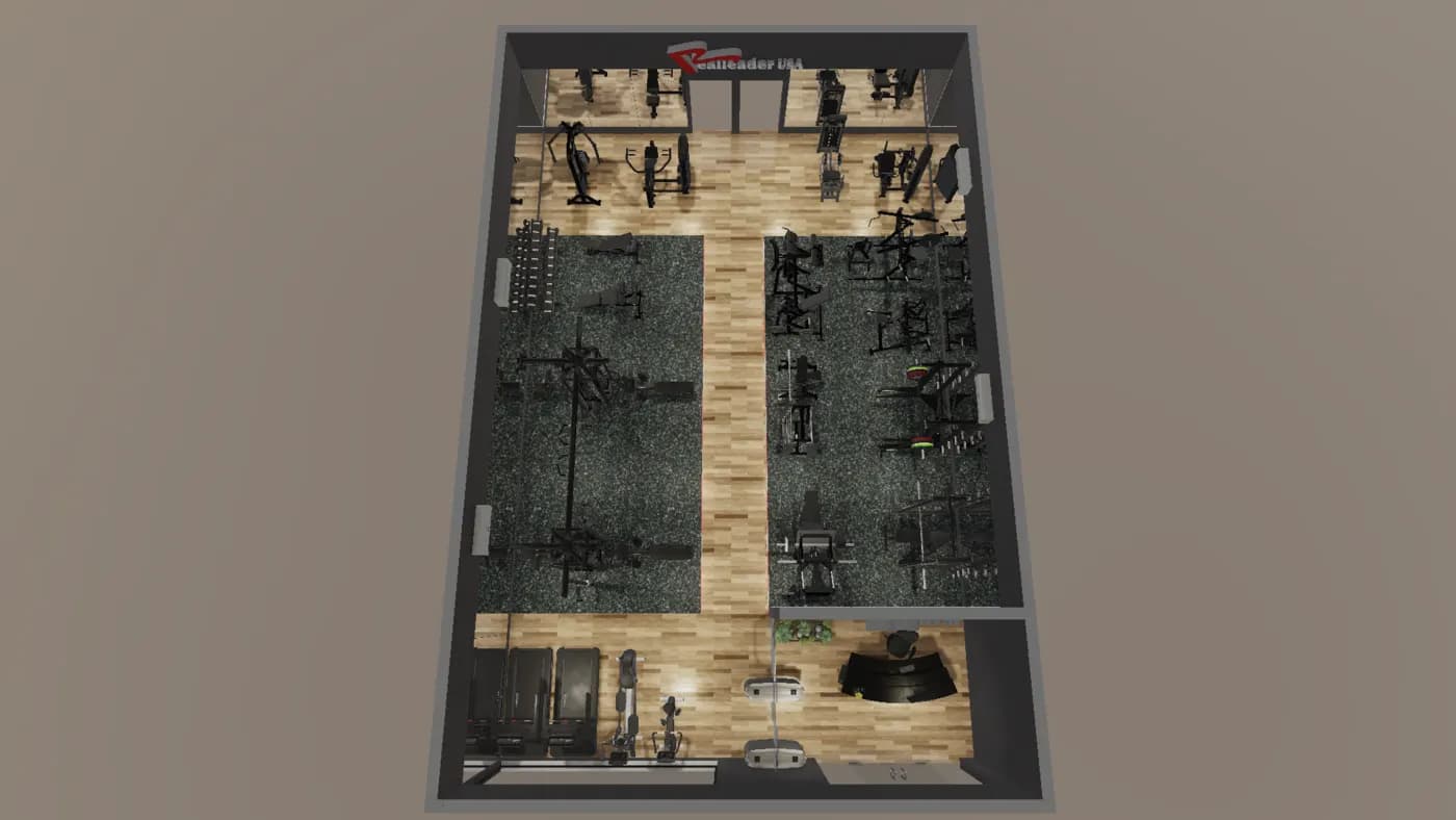 150 m² Package gym layout render, view 4 of 4