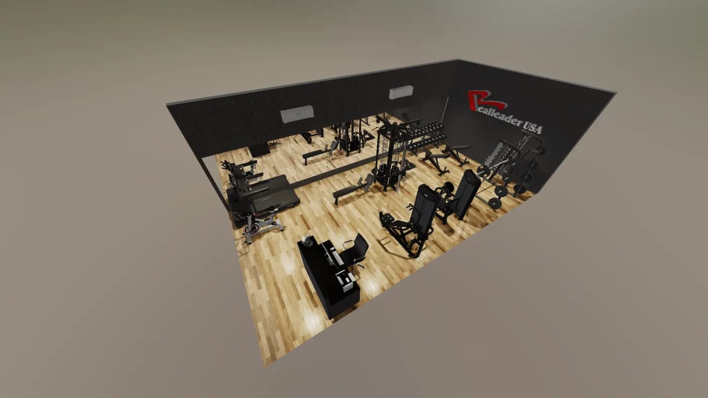 50 m² Package gym layout render, view 2 of 4