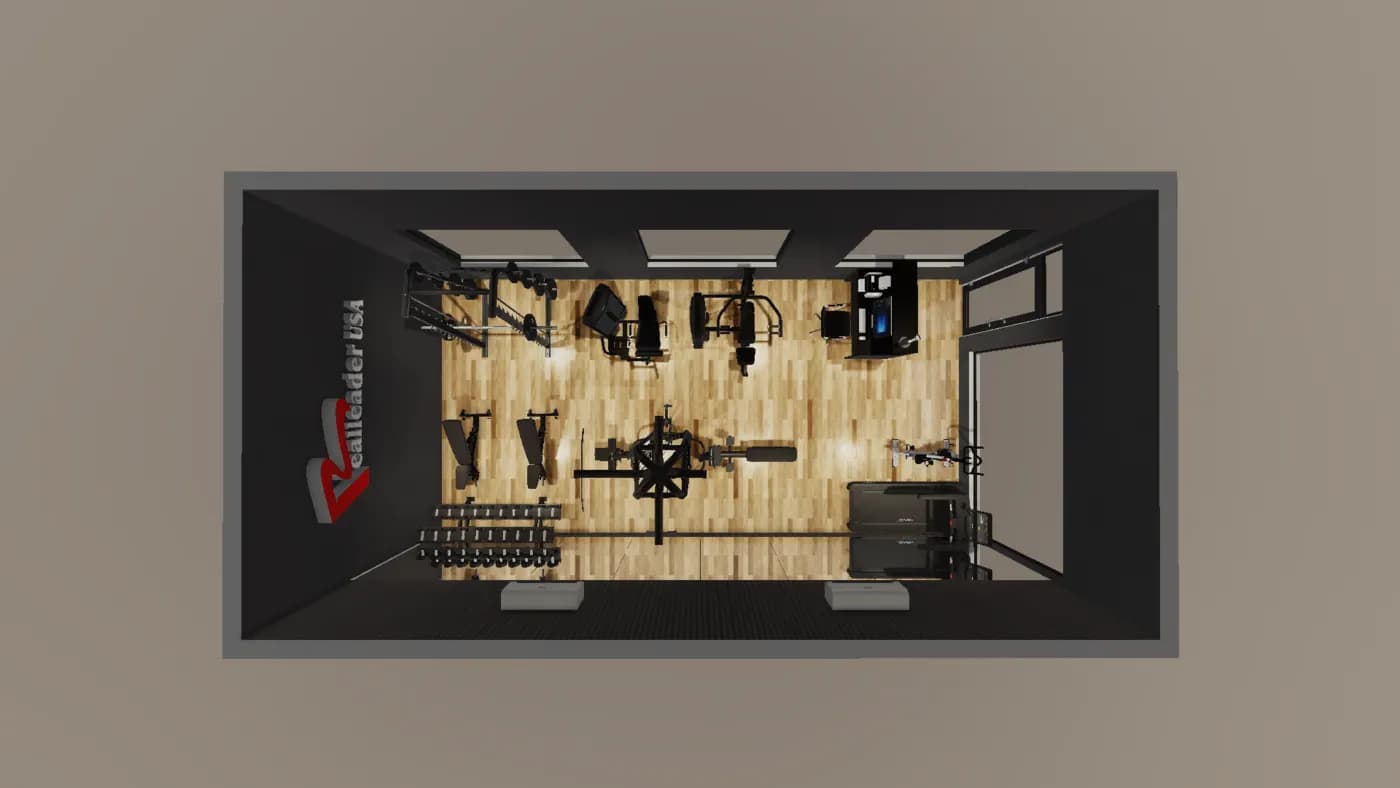 50 m² Package gym layout render, view 3 of 4